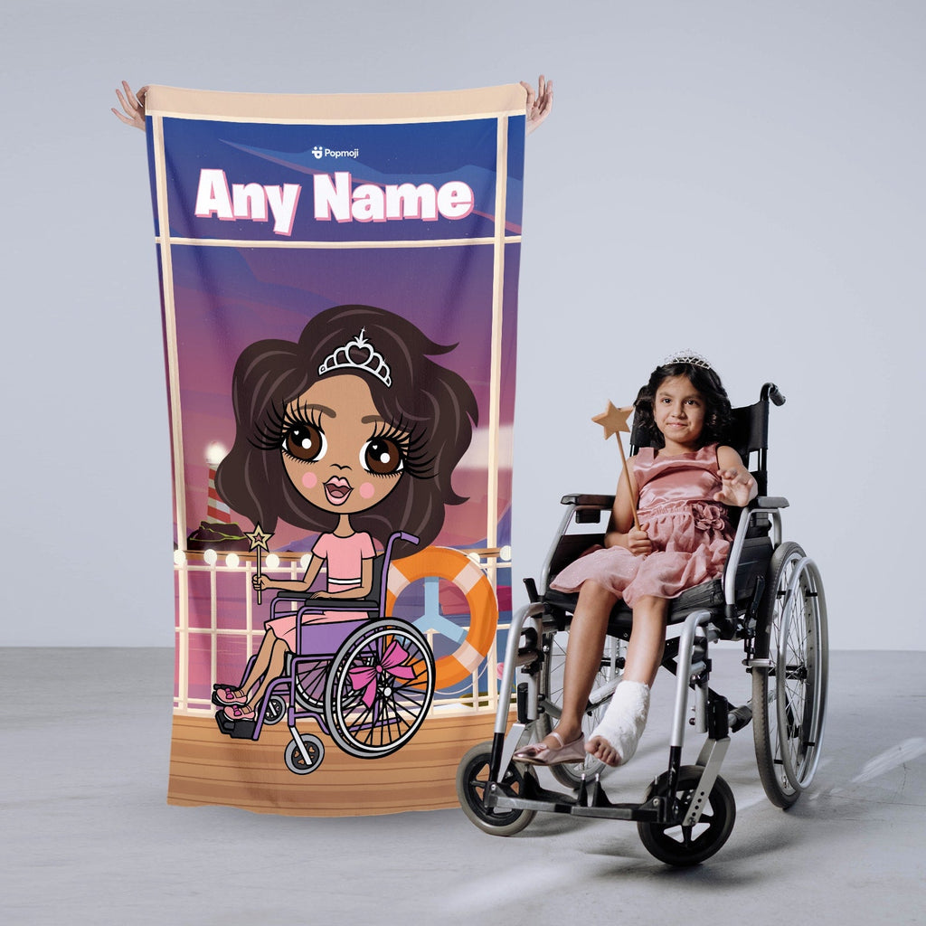 Girls Personalized Cruise Wheelchair Beach Towel