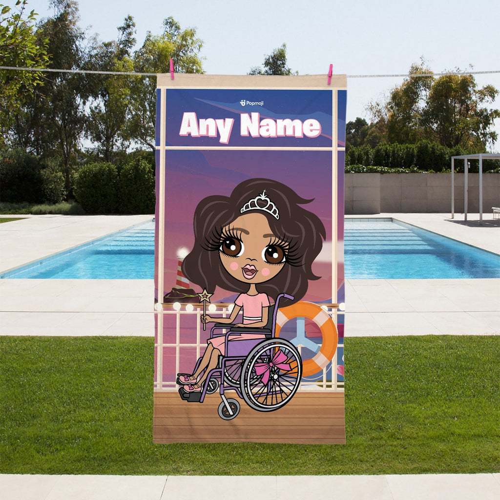 Girls Personalized Cruise Wheelchair Beach Towel