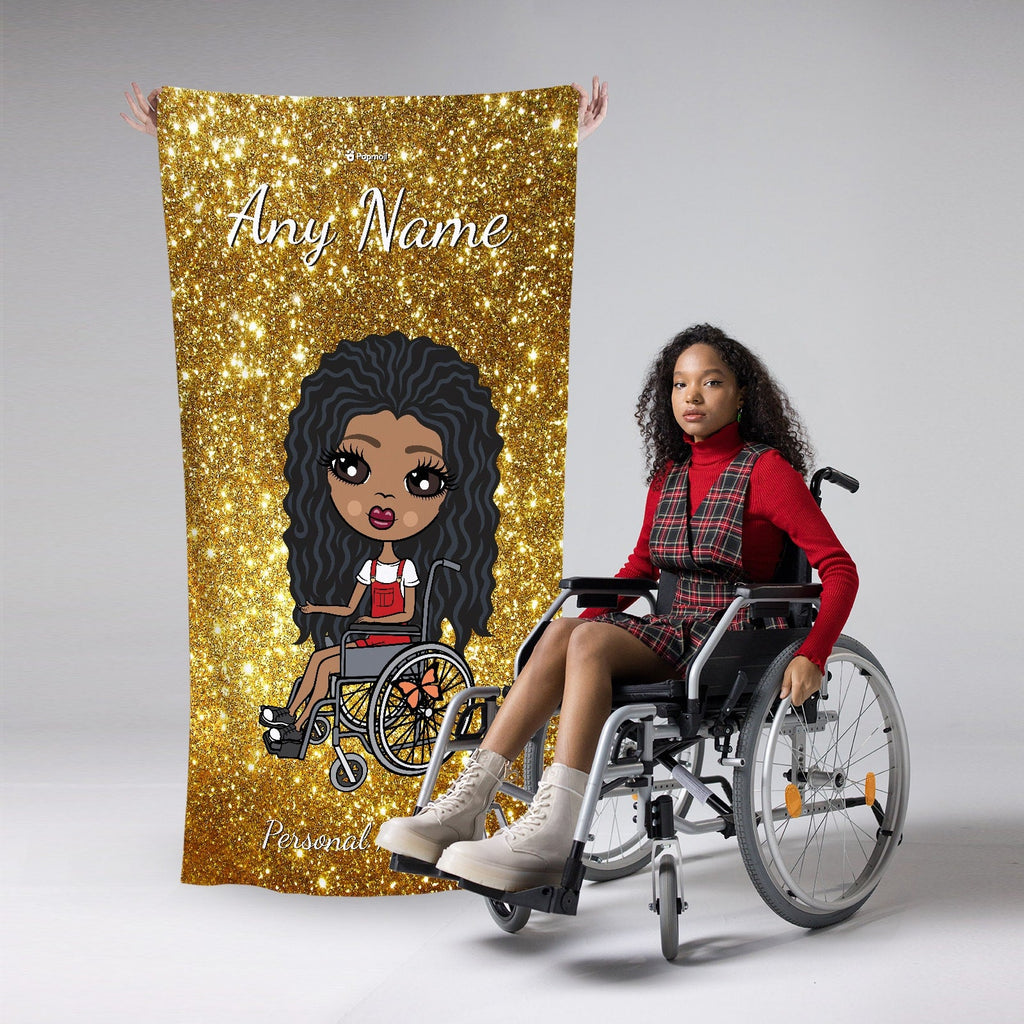 Girls Personalized Glitter Effect Wheelchair Beach Towel