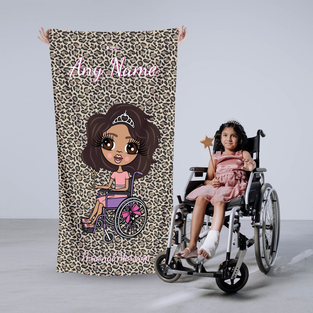 Girls Personalized Leopard Print Wheelchair Beach Towel