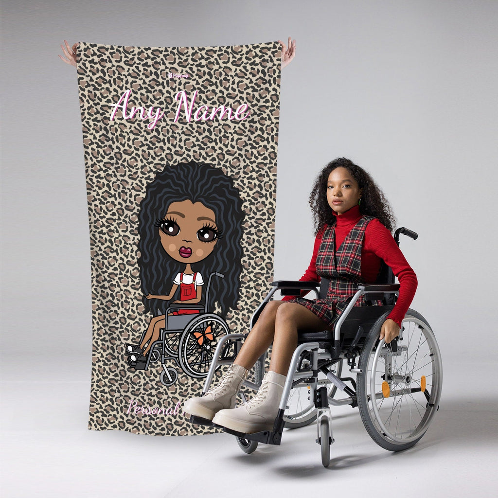 Girls Personalized Leopard Print Wheelchair Beach Towel