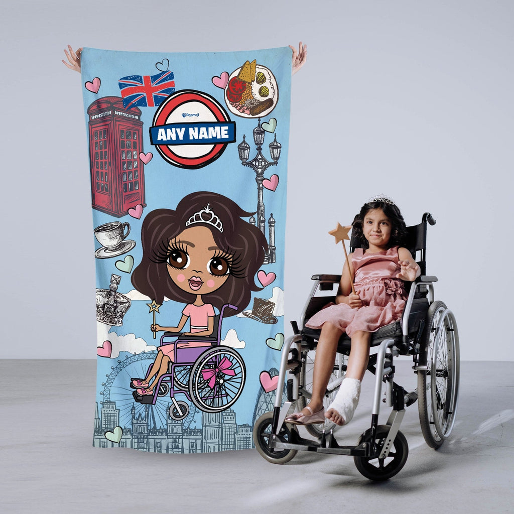 Girls Personalized Love London Wheelchair Beach Towel