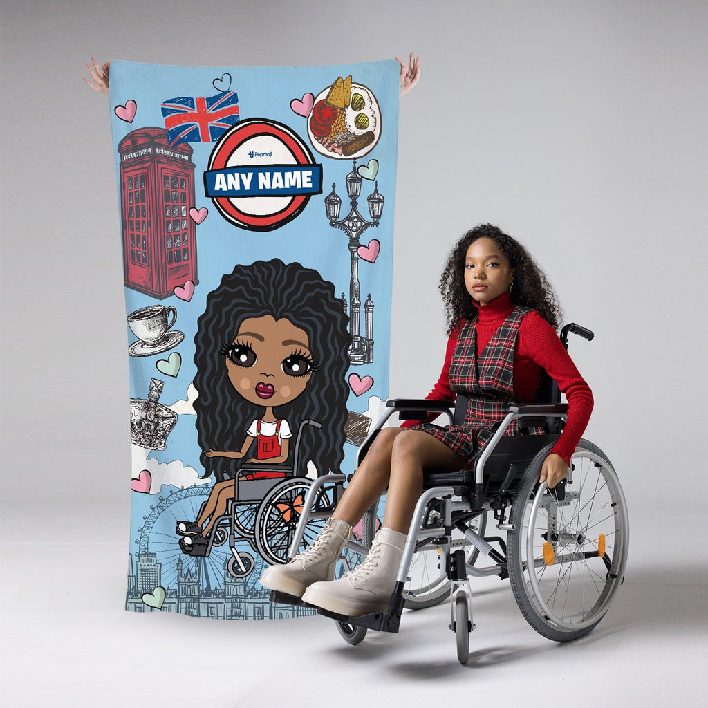 Girls Personalized Love London Wheelchair Beach Towel