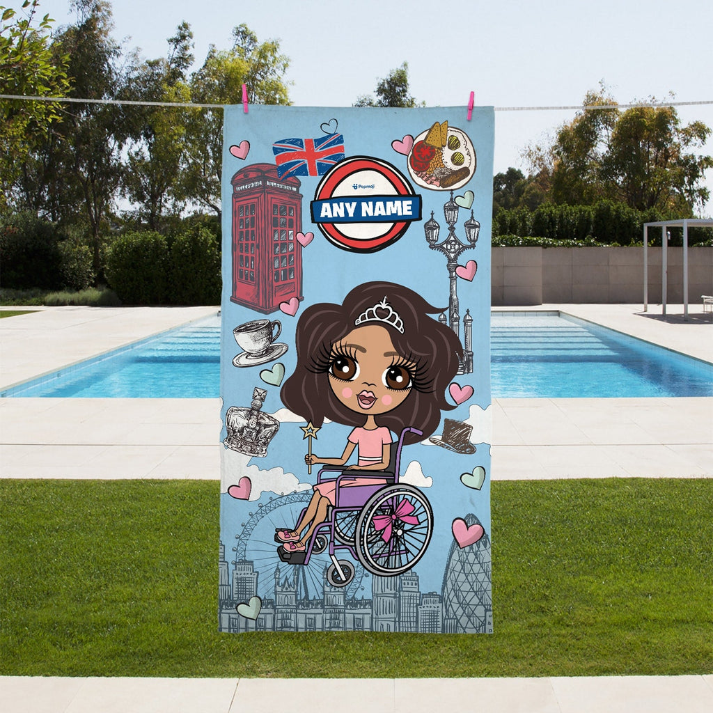 Girls Personalized Love London Wheelchair Beach Towel