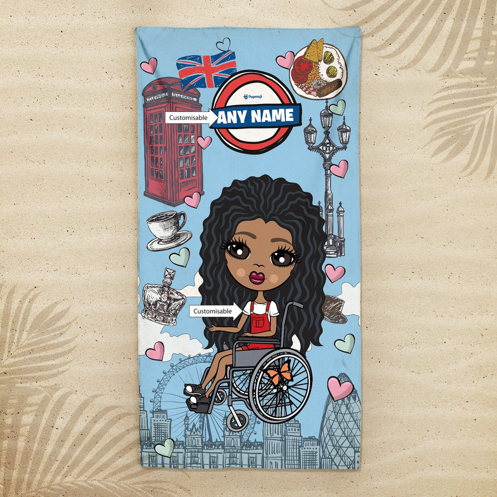 Girls Personalized Love London Wheelchair Beach Towel
