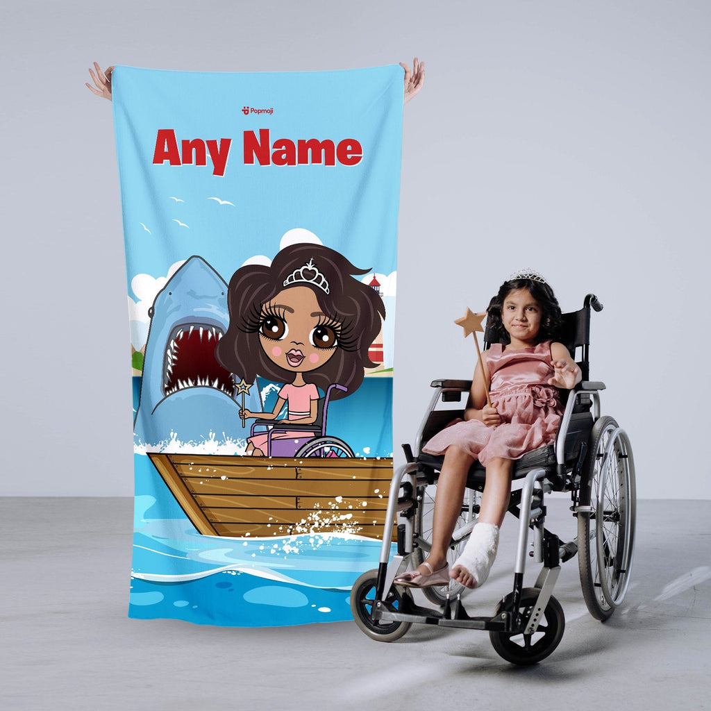 Girls Personalized Shark Attack Wheelchair Beach Towel