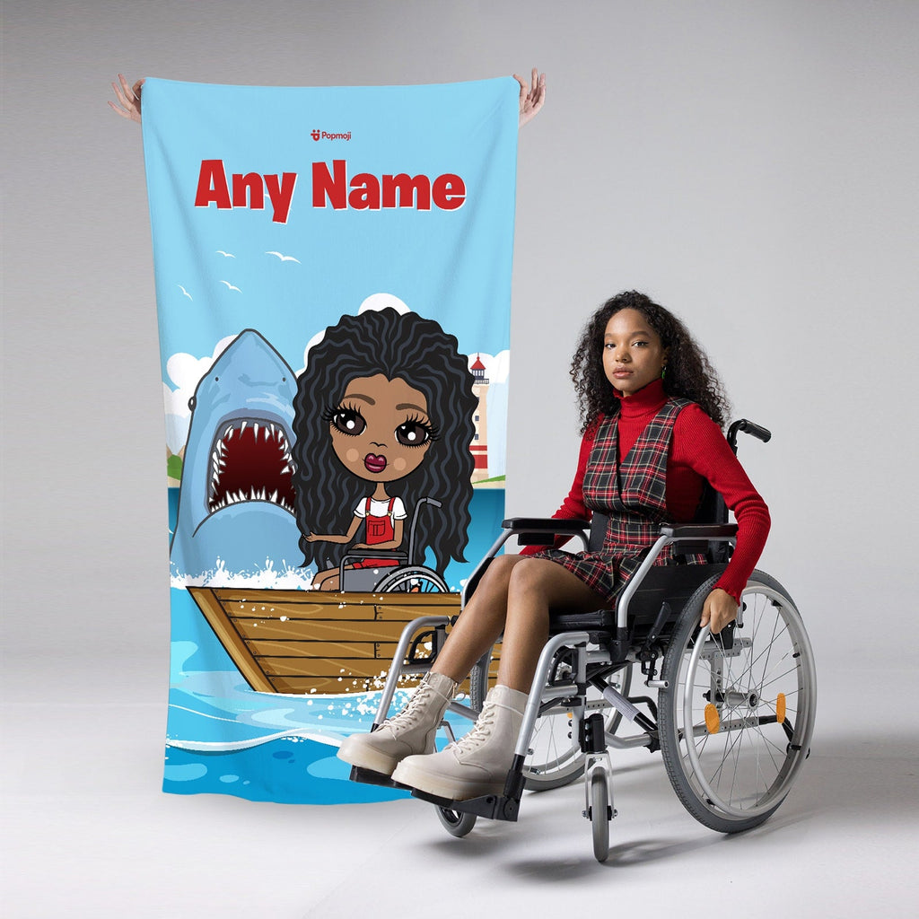 Girls Personalized Shark Attack Wheelchair Beach Towel
