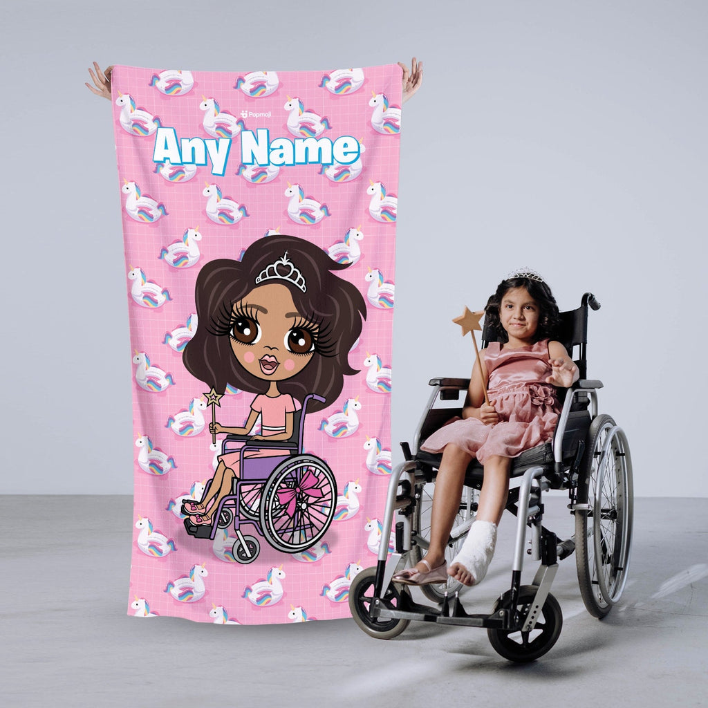 Girls Personalized Unicorn Float Pattern Wheelchair Beach Towel