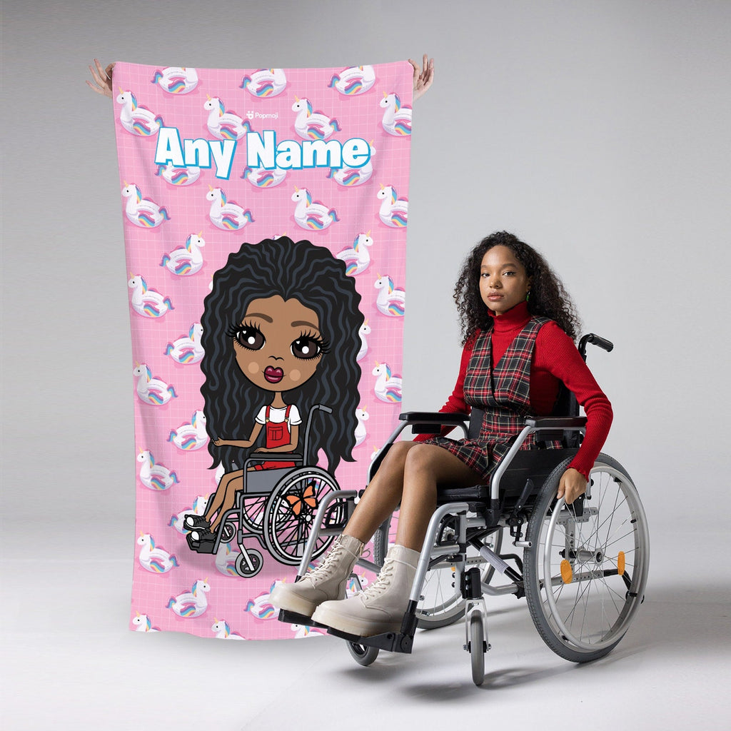 Girls Personalized Unicorn Float Pattern Wheelchair Beach Towel