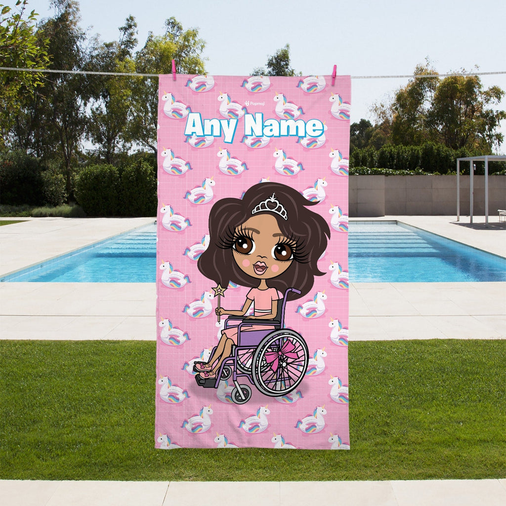 Girls Personalized Unicorn Float Pattern Wheelchair Beach Towel