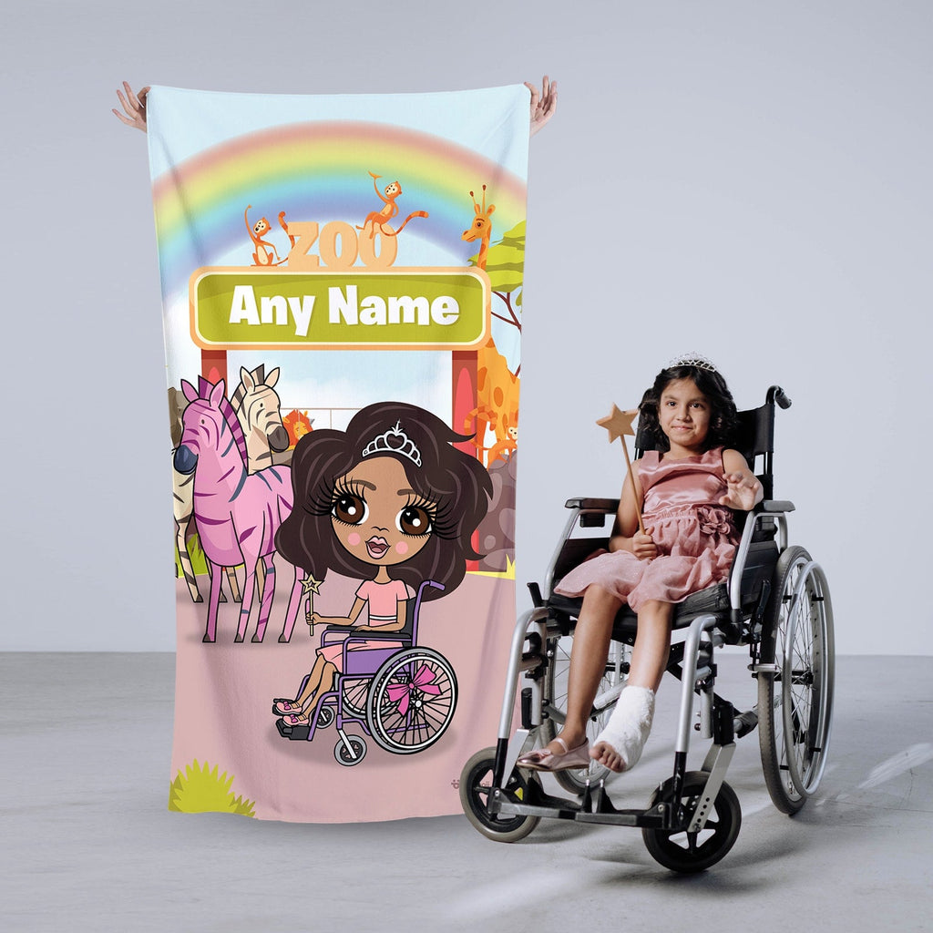 Girls Personalized Zoo Wheelchair Beach Towel