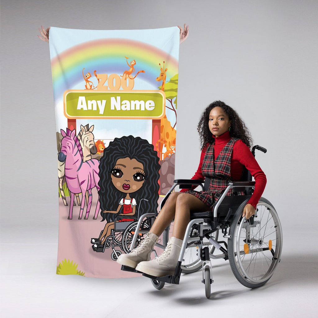 Girls Personalized Zoo Wheelchair Beach Towel