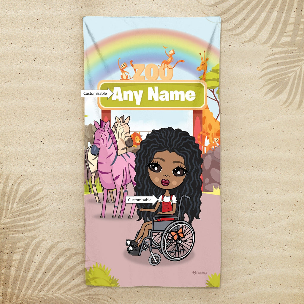 Girls Personalized Zoo Wheelchair Beach Towel