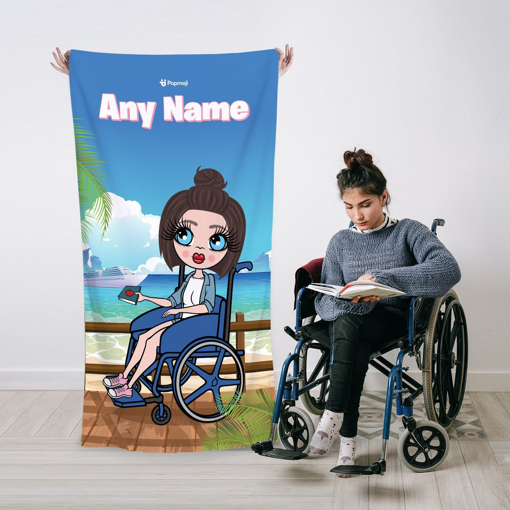 Womens Personalized Boardwalk Wheelchair Beach Towel