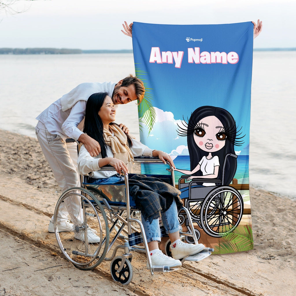 Womens Personalized Boardwalk Wheelchair Beach Towel
