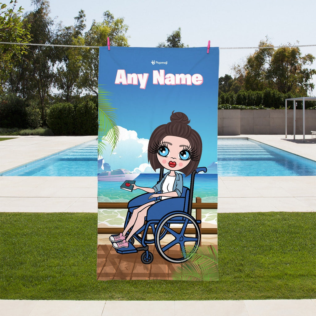 Womens Personalized Boardwalk Wheelchair Beach Towel
