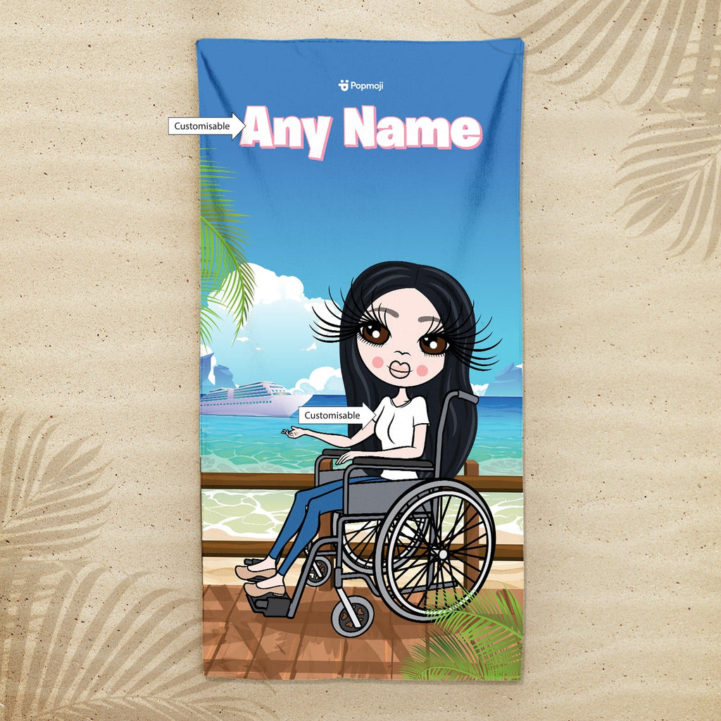 Womens Personalized Boardwalk Wheelchair Beach Towel