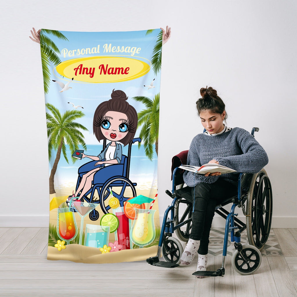 Womens Personalized Cocktails Wheelchair Beach Towel