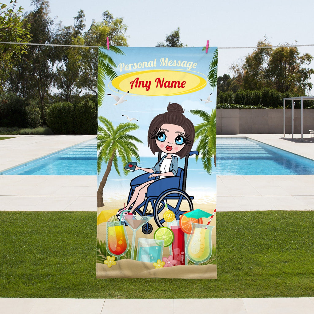 Womens Personalized Cocktails Wheelchair Beach Towel