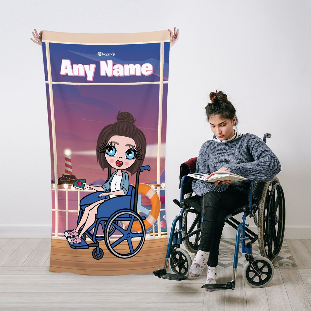 Womens Personalized Cruise Wheelchair Beach Towel
