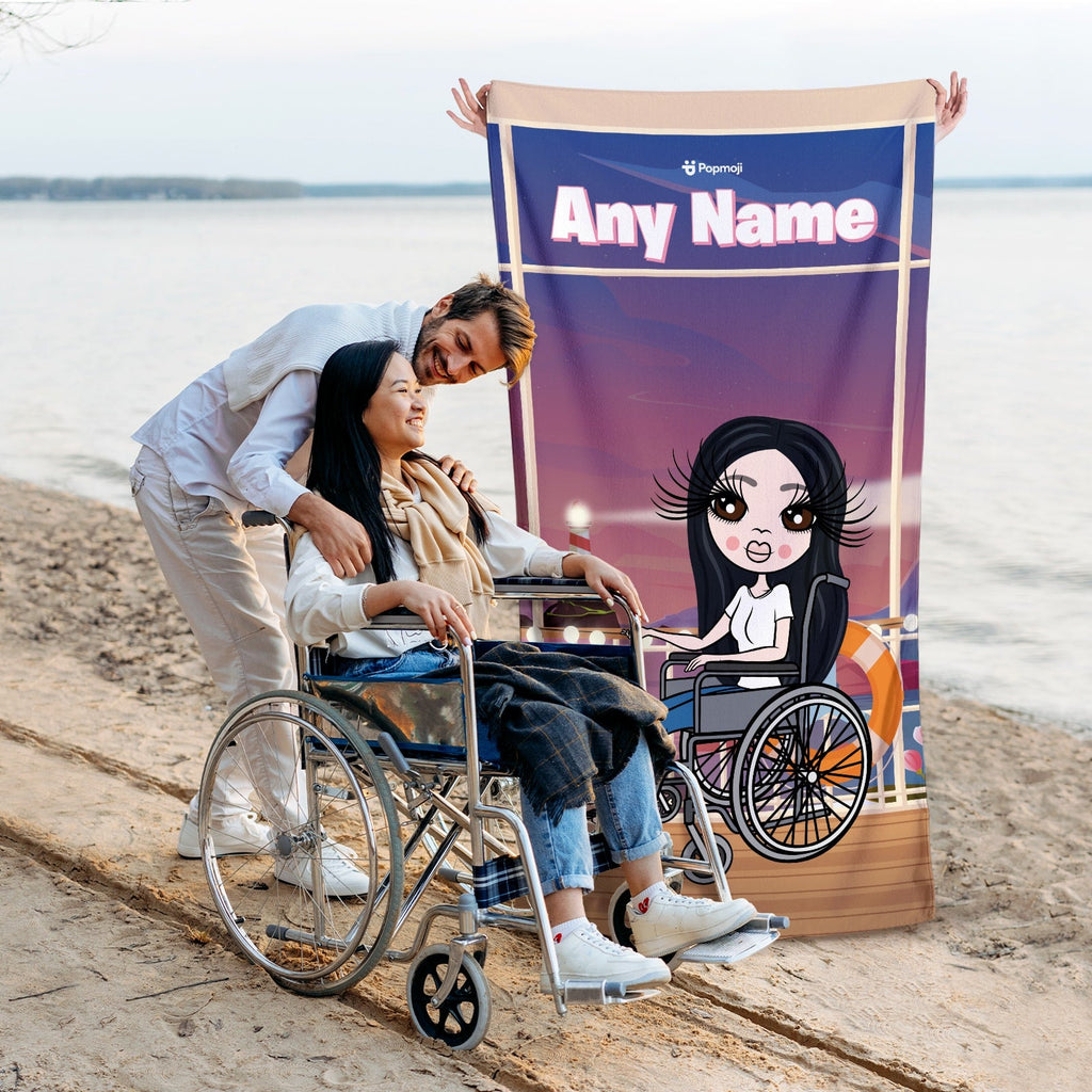 Womens Personalized Cruise Wheelchair Beach Towel