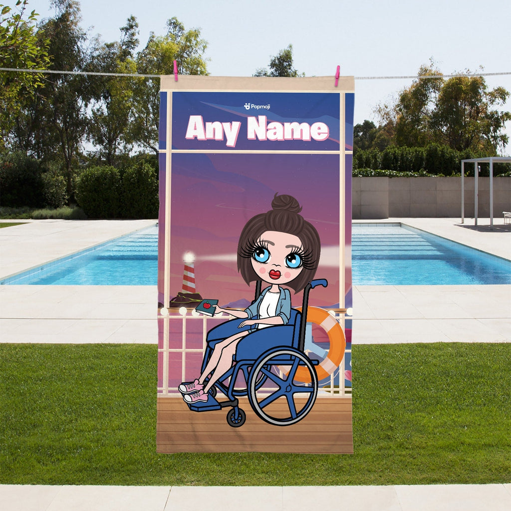 Womens Personalized Cruise Wheelchair Beach Towel