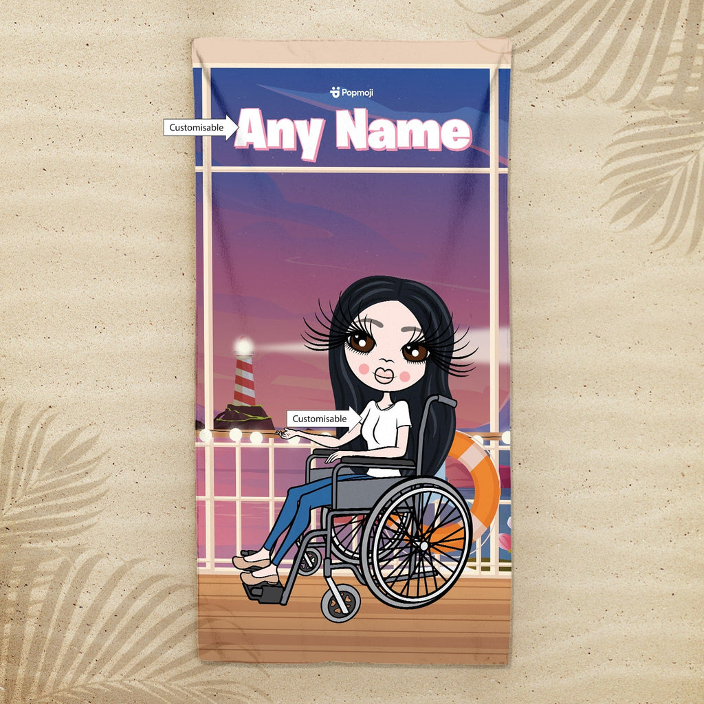 Womens Personalized Cruise Wheelchair Beach Towel
