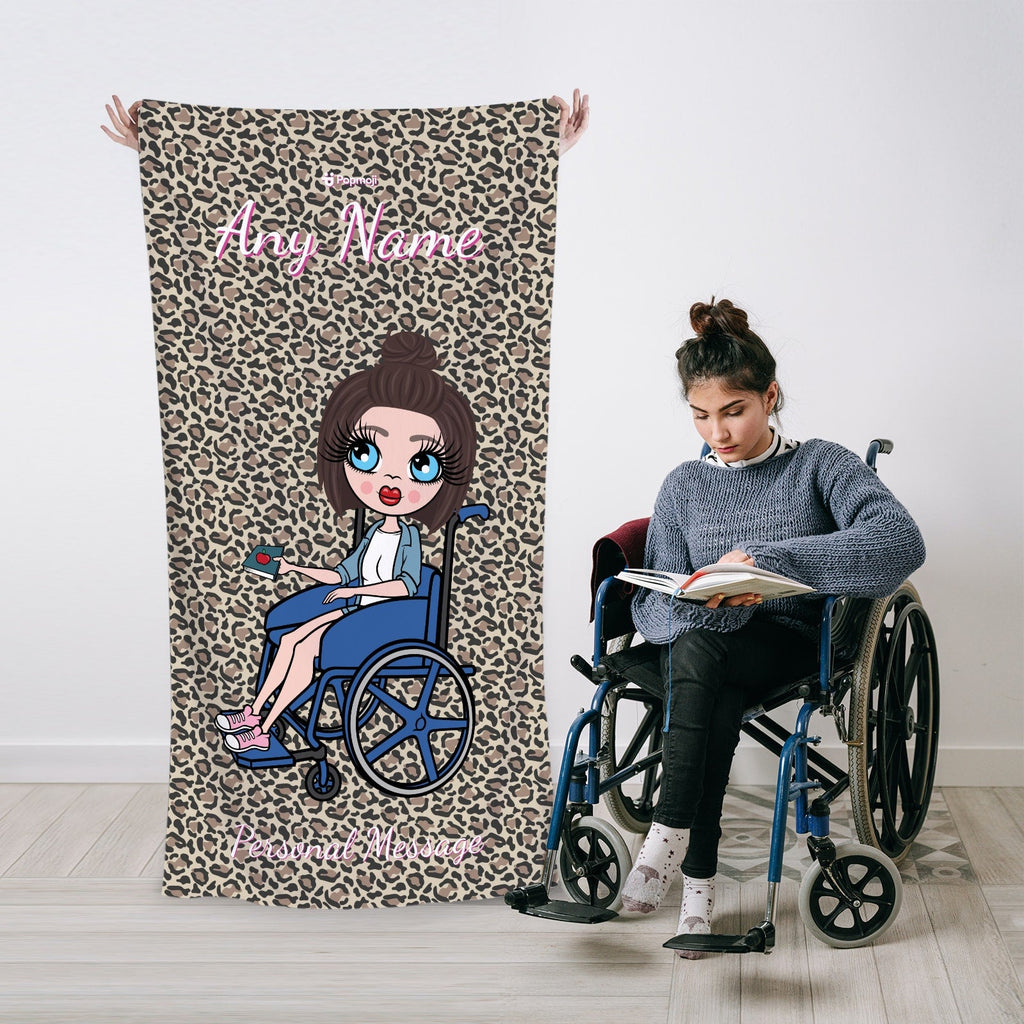 Womens Personalized Leopard Print Wheelchair Beach Towel