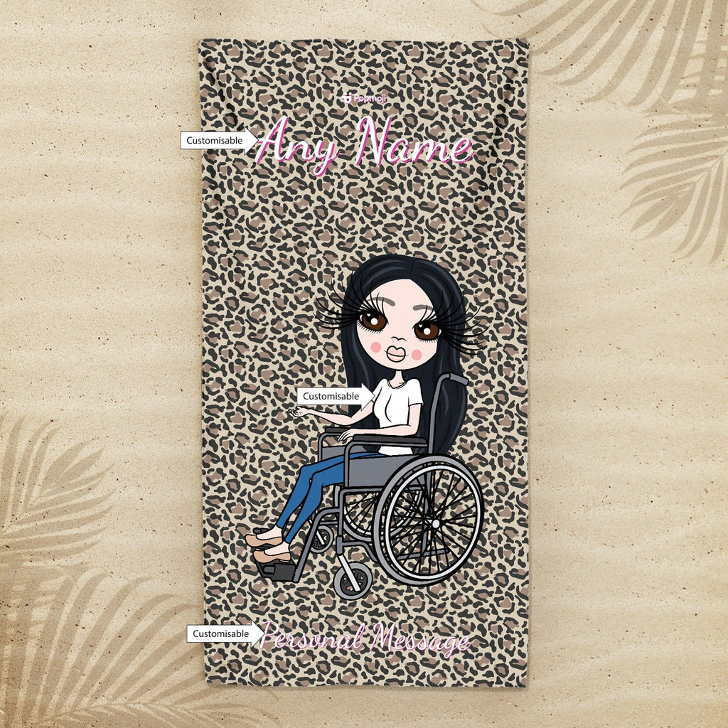 Womens Personalized Leopard Print Wheelchair Beach Towel
