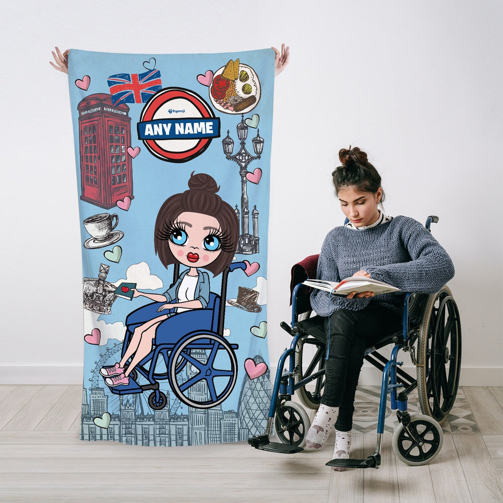 Womens Personalized Love London Wheelchair Beach Towel