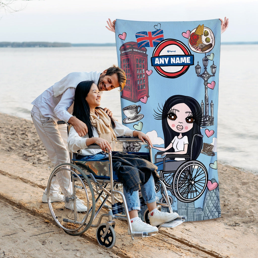 Womens Personalized Love London Wheelchair Beach Towel