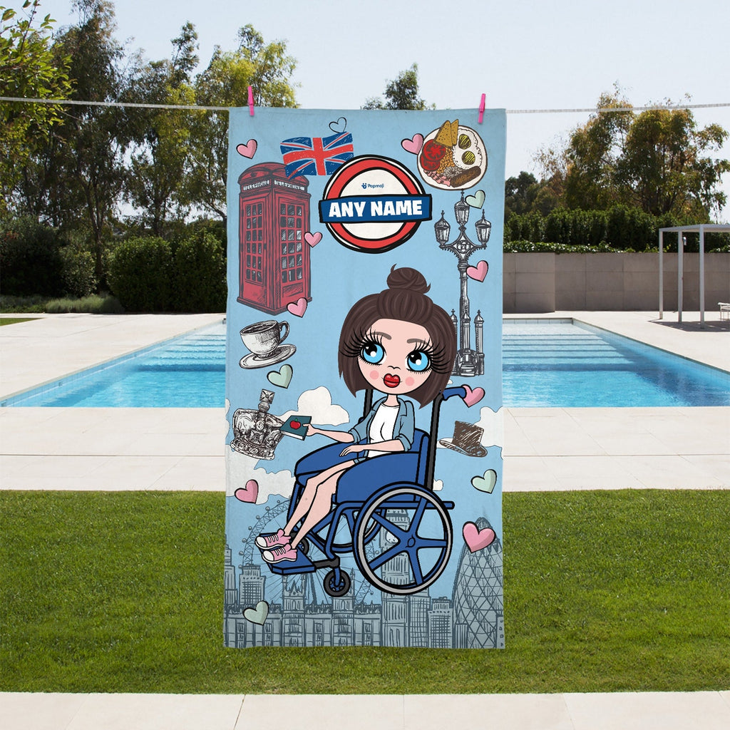 Womens Personalized Love London Wheelchair Beach Towel