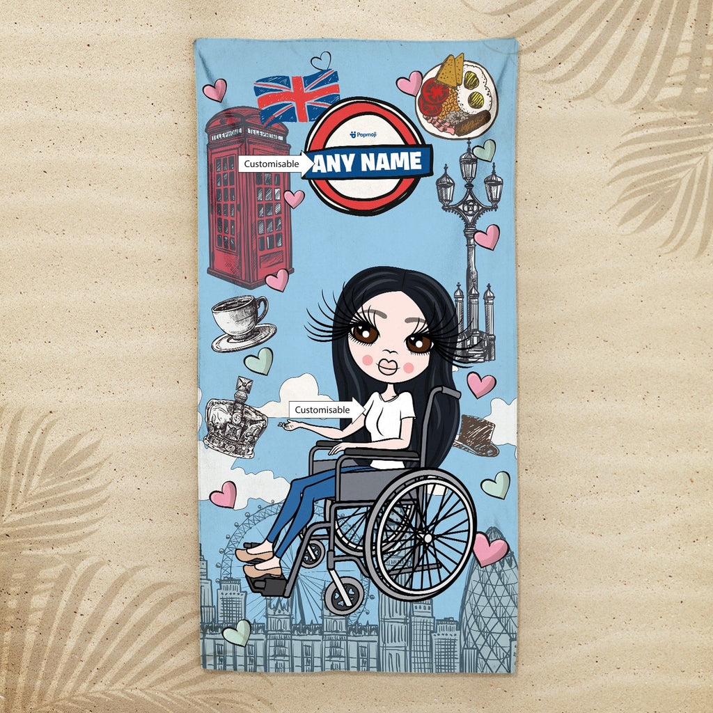 Womens Personalized Love London Wheelchair Beach Towel