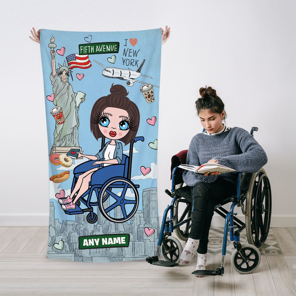 Womens Personalized Love NY Wheelchair Beach Towel