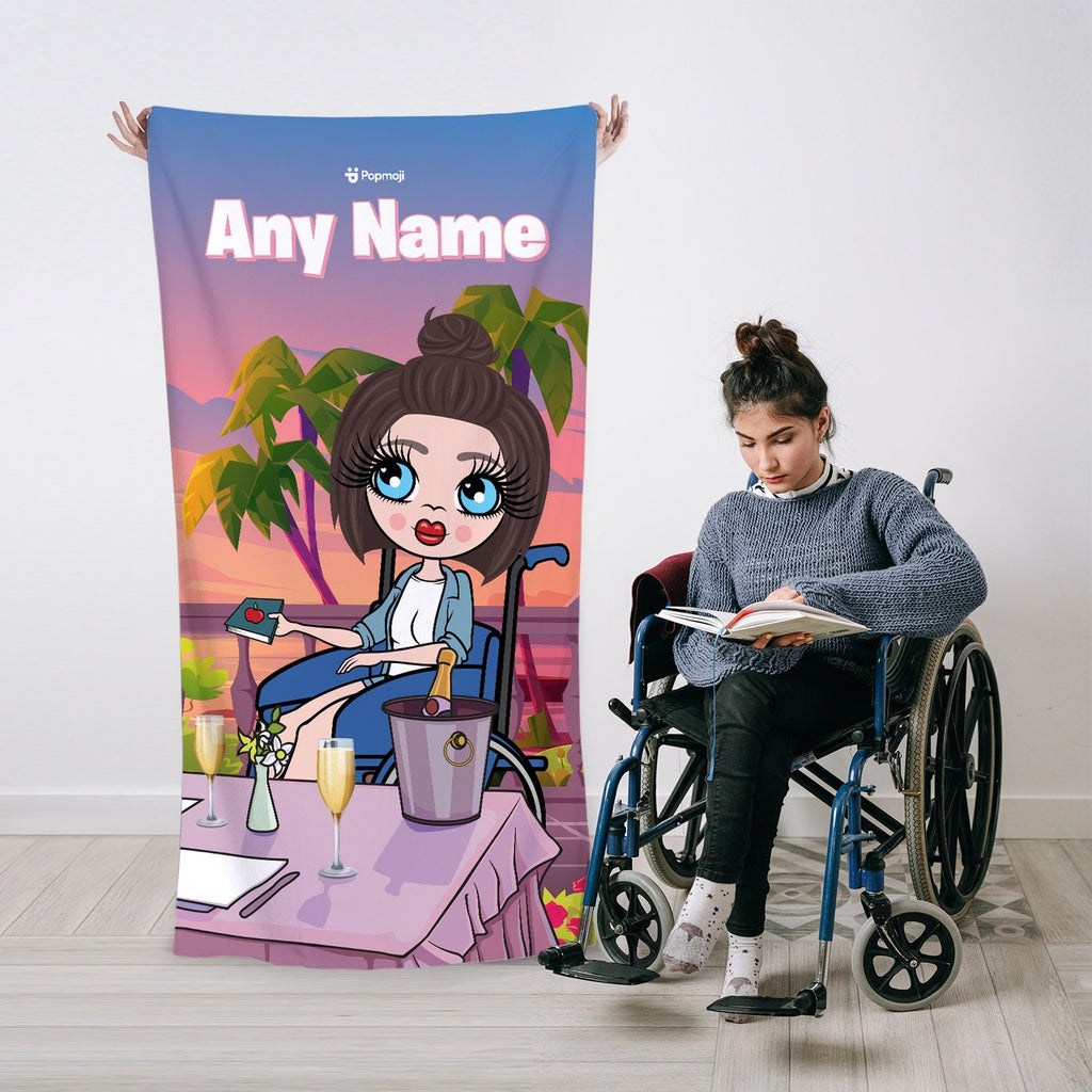 Womens Personalized Sunset Meal Wheelchair Beach Towel
