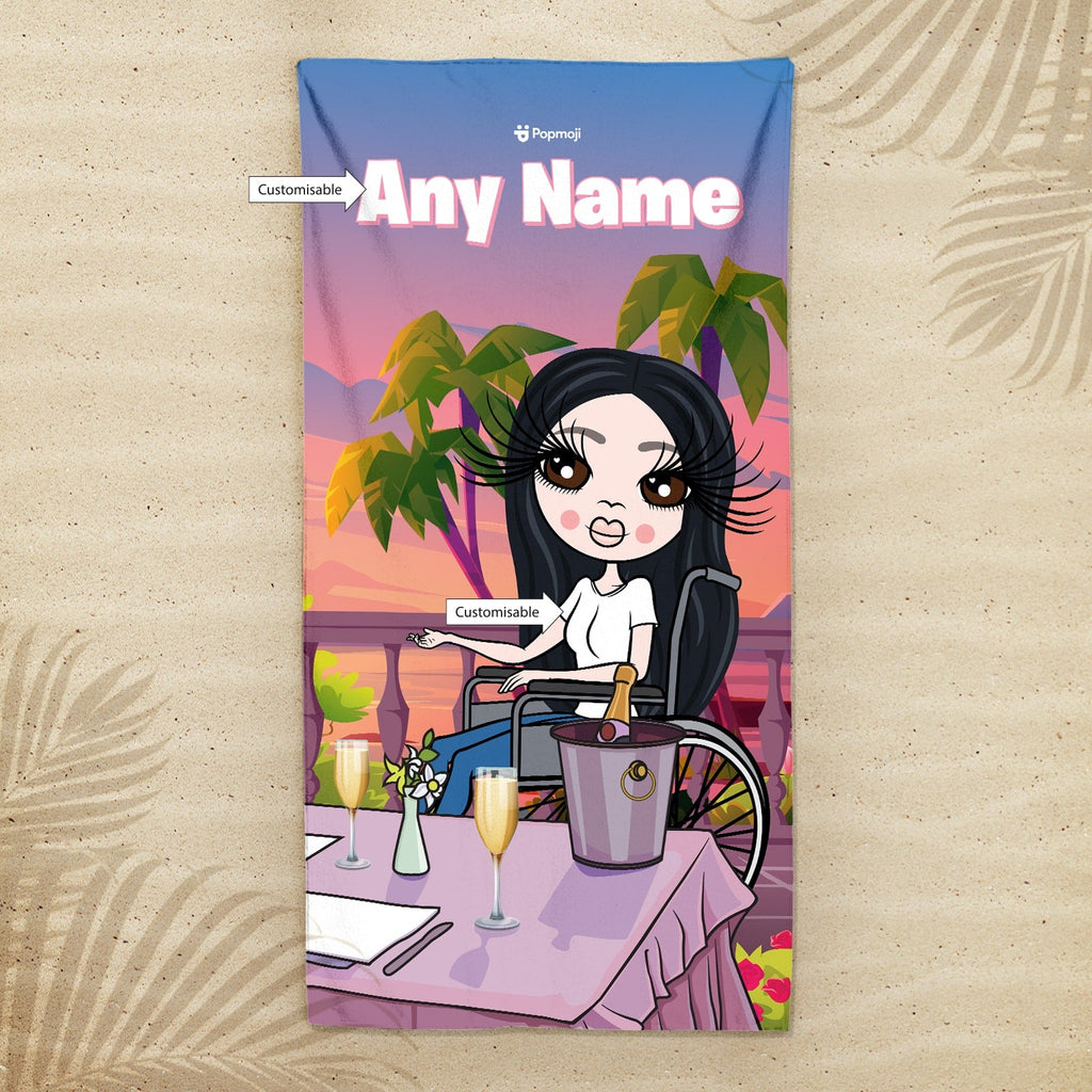 Womens Personalized Sunset Meal Wheelchair Beach Towel