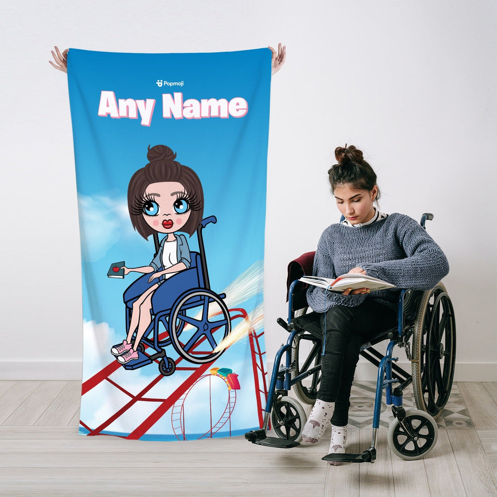 Womens Personalized Thrill Seeker Wheelchair Beach Towel