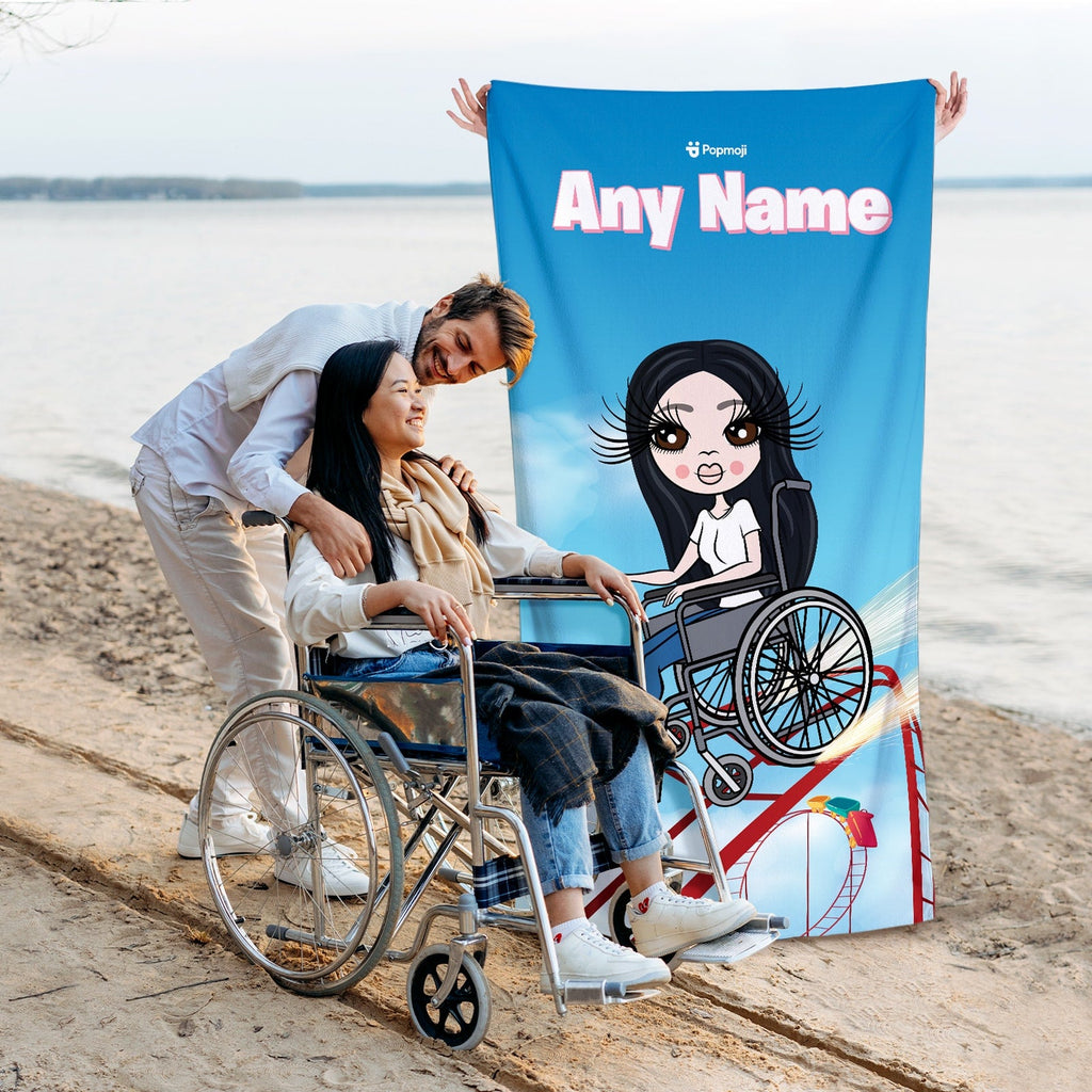 Womens Personalized Thrill Seeker Wheelchair Beach Towel