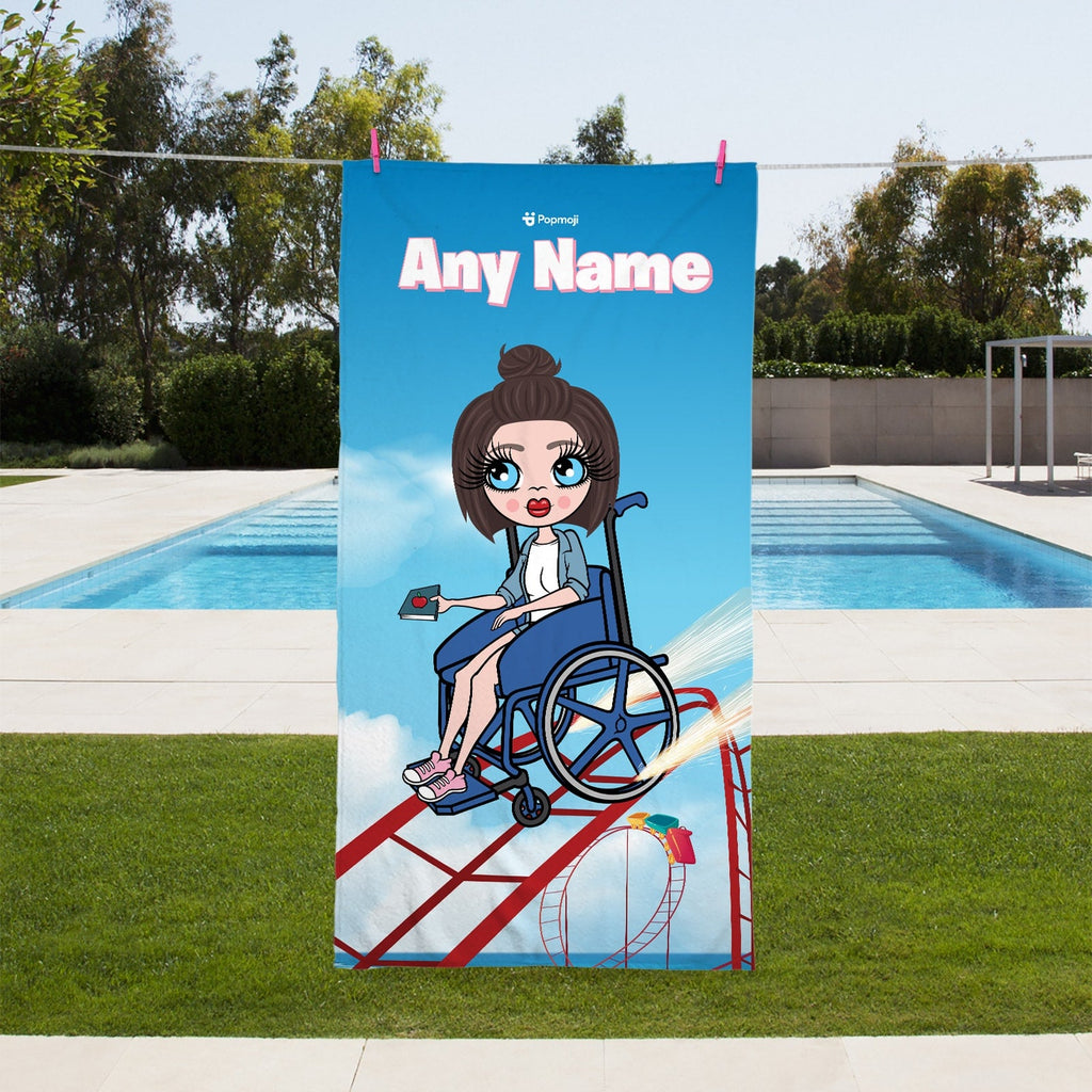 Womens Personalized Thrill Seeker Wheelchair Beach Towel