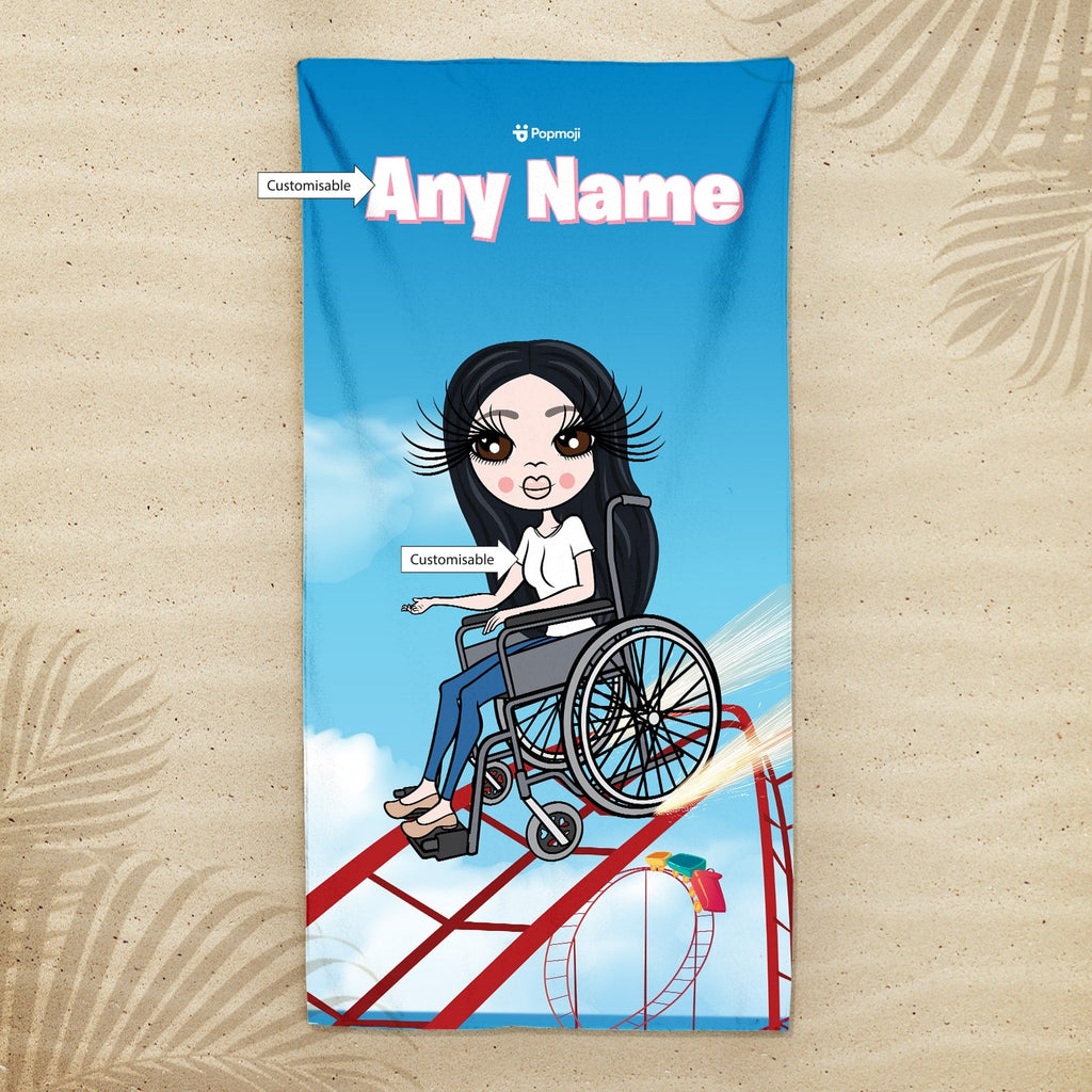 Womens Personalized Thrill Seeker Wheelchair Beach Towel