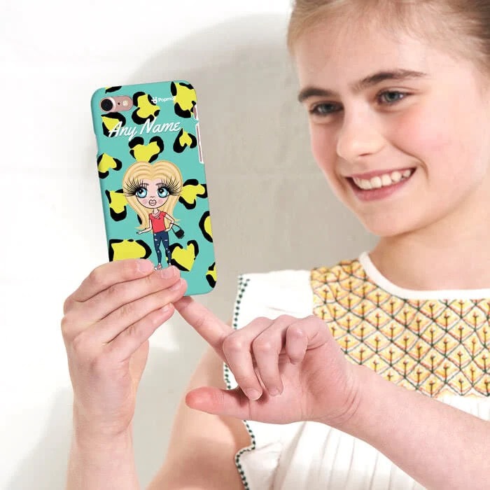 Girls Personalized Heart Leopard Phone Case