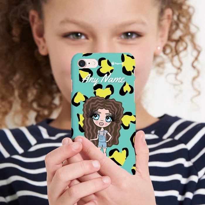 Girls Personalized Heart Leopard Phone Case