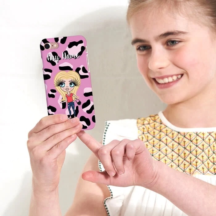 Girls Personalized Lilac Leopard Phone Case
