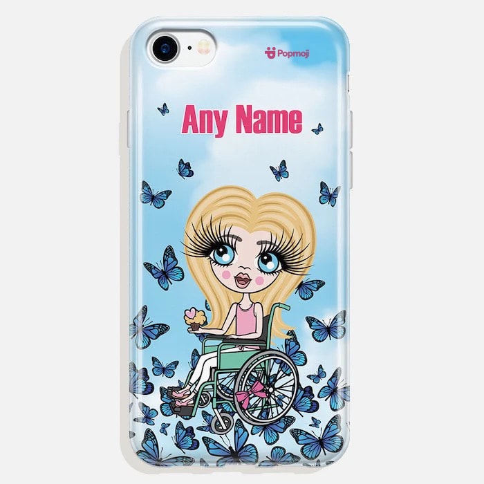 Girls Personalized Wheelchair Butterfly Phone Case