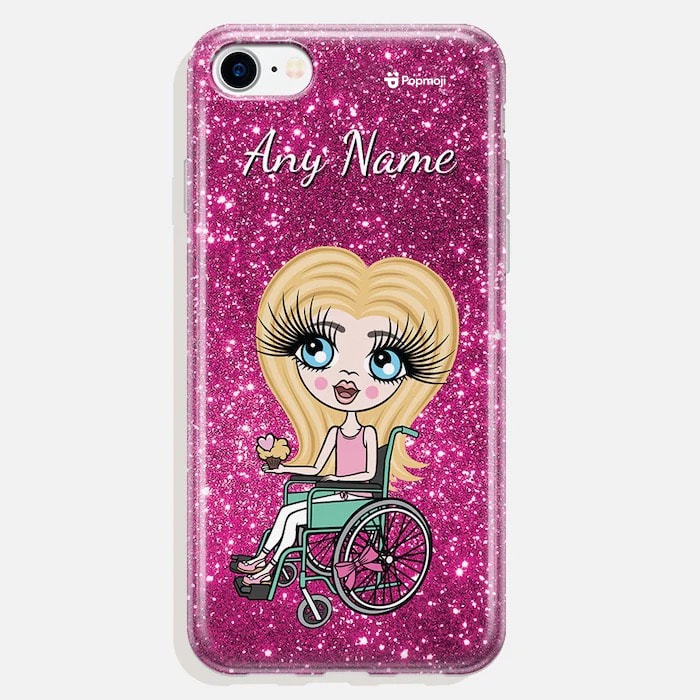 Girls Personalized Wheelchair Glitter Effect Phone Case