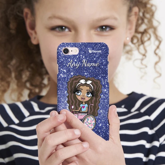 Girls Personalized Wheelchair Glitter Effect Phone Case