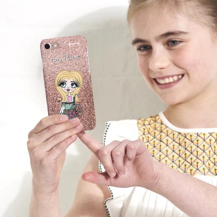 Girls Personalized Wheelchair Glitter Effect Phone Case