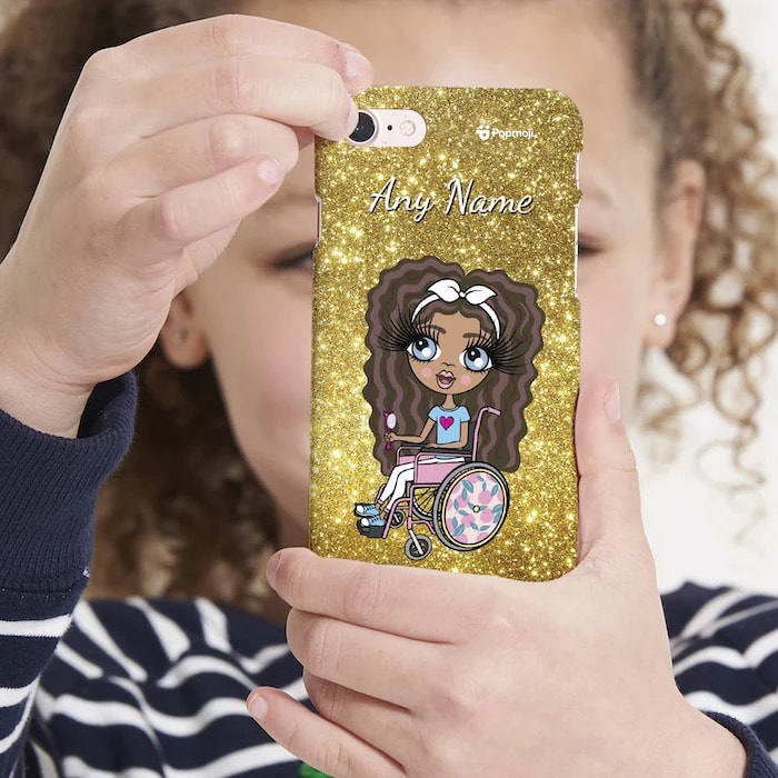 Girls Personalized Wheelchair Glitter Effect Phone Case