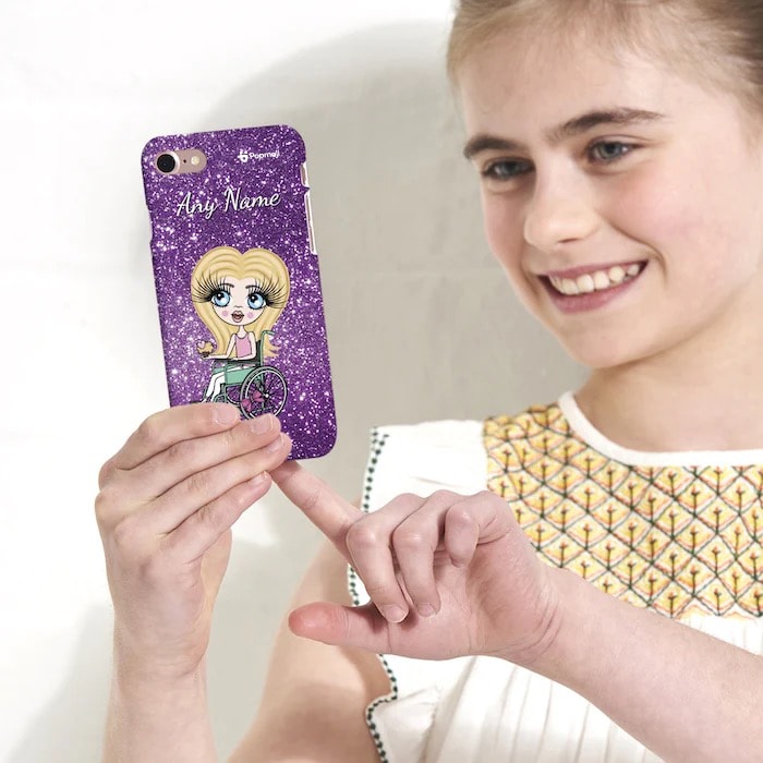 Girls Personalized Wheelchair Glitter Effect Phone Case