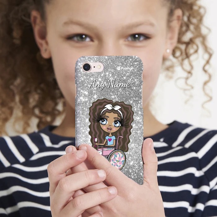 Girls Personalized Wheelchair Glitter Effect Phone Case